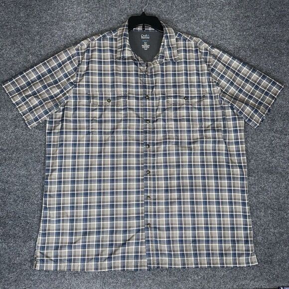 Croft & Barrow Shirt Mens 3XLT Quick Dry Plaid Short Sleeve Button Up Adult - Picture 1 of 6